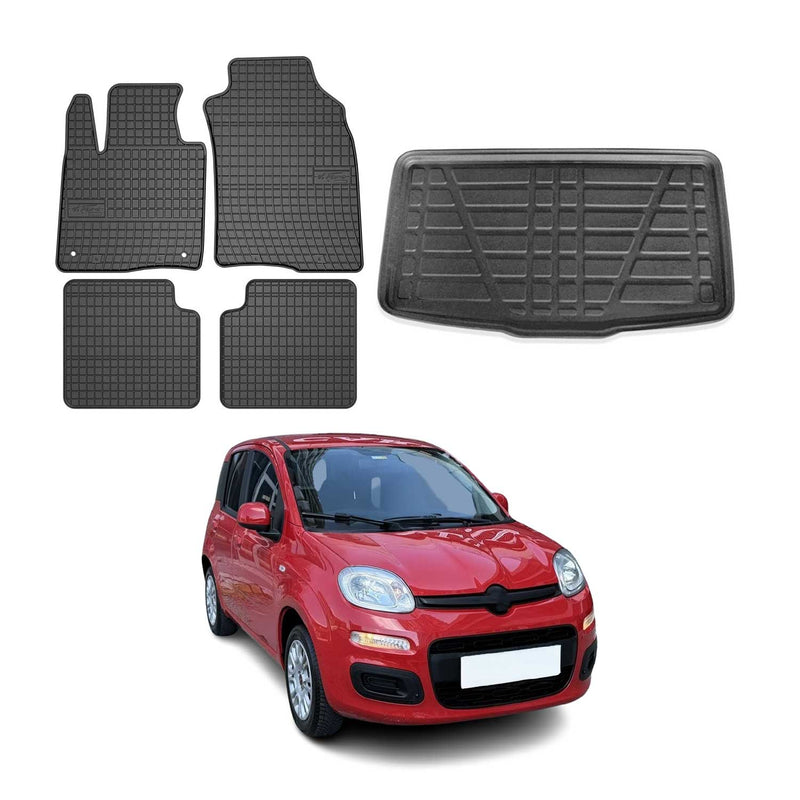 Kit Tapis de sol et coffre pour Fiat Panda 2012-2025 TPE Noir