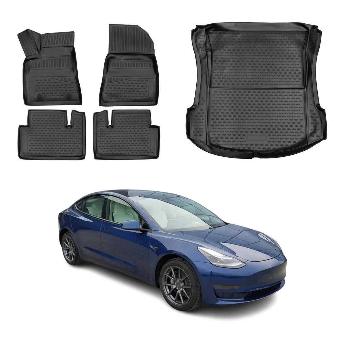 OMAC Kit Tapis de Sol et Coffre pour Tesla Model 3 2017-2024