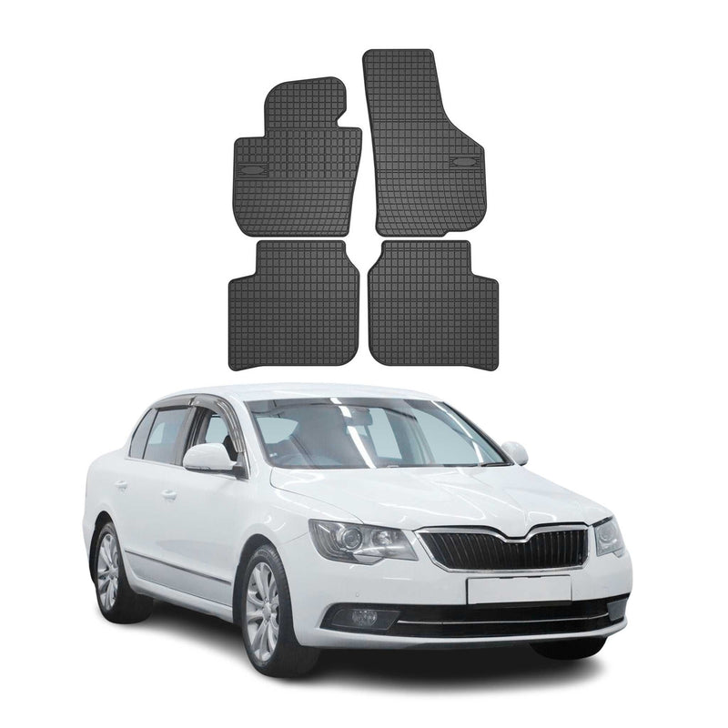 Tapis de Sol pour Skoda SuperB 2008-2015 Caoutchouc Noir