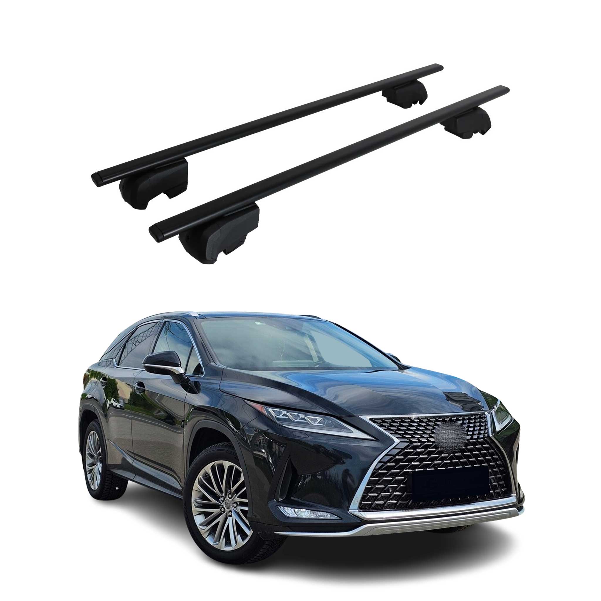 Barres de toit Transversales pour Lexus RX 2016-2022 ABE Fer Noir 2x
