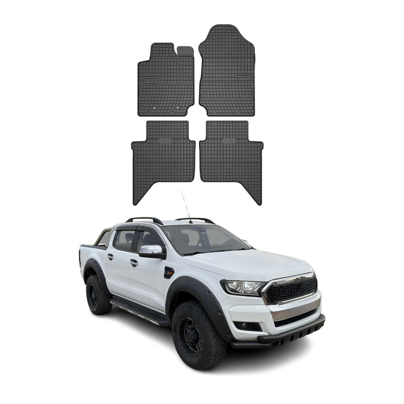 Tapis de Sol pour Ford Ranger T6 2015-2022 DoubleCab Caoutchouc Noir