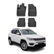 OMAC Tapis de sol en caoutchouc pour Jeep Compass 2017-2025 Noir Premium