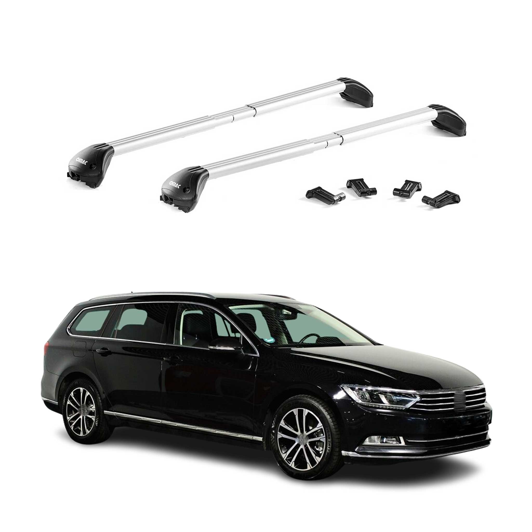 Barres de toit transversales pour VW Passat Break B8 2015-2023 Alu Gris 2x ABE