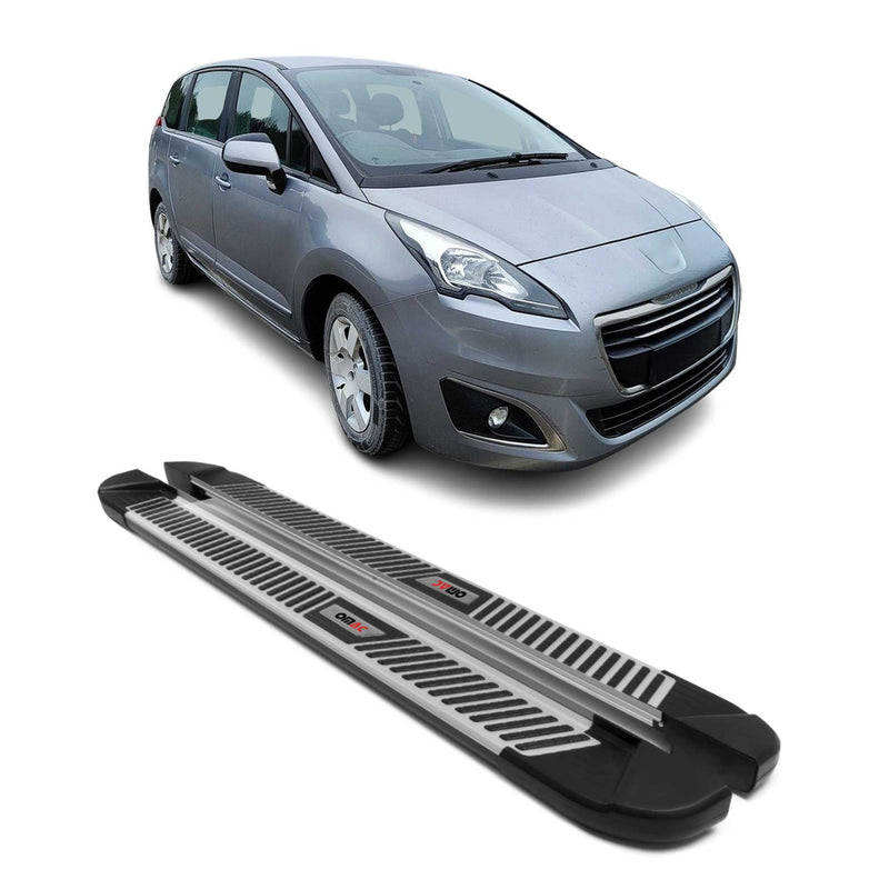Marchepieds Latéraux pour Peugeot 5008 2009-2016 Noir Gris Aluminium 2Pcs