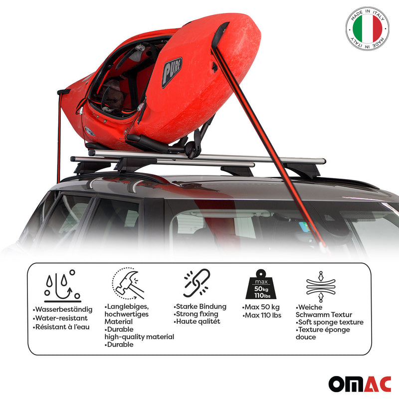 Menabo Porte-kayak de toit support canoë 2 pièces porte-bateau sangles fixation