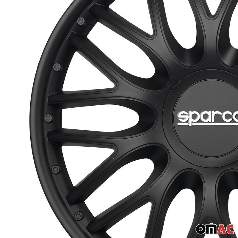 SPARCO Jeu Enjoliveurs de Roues 15 Pouces Noir en ABS 4 piéces