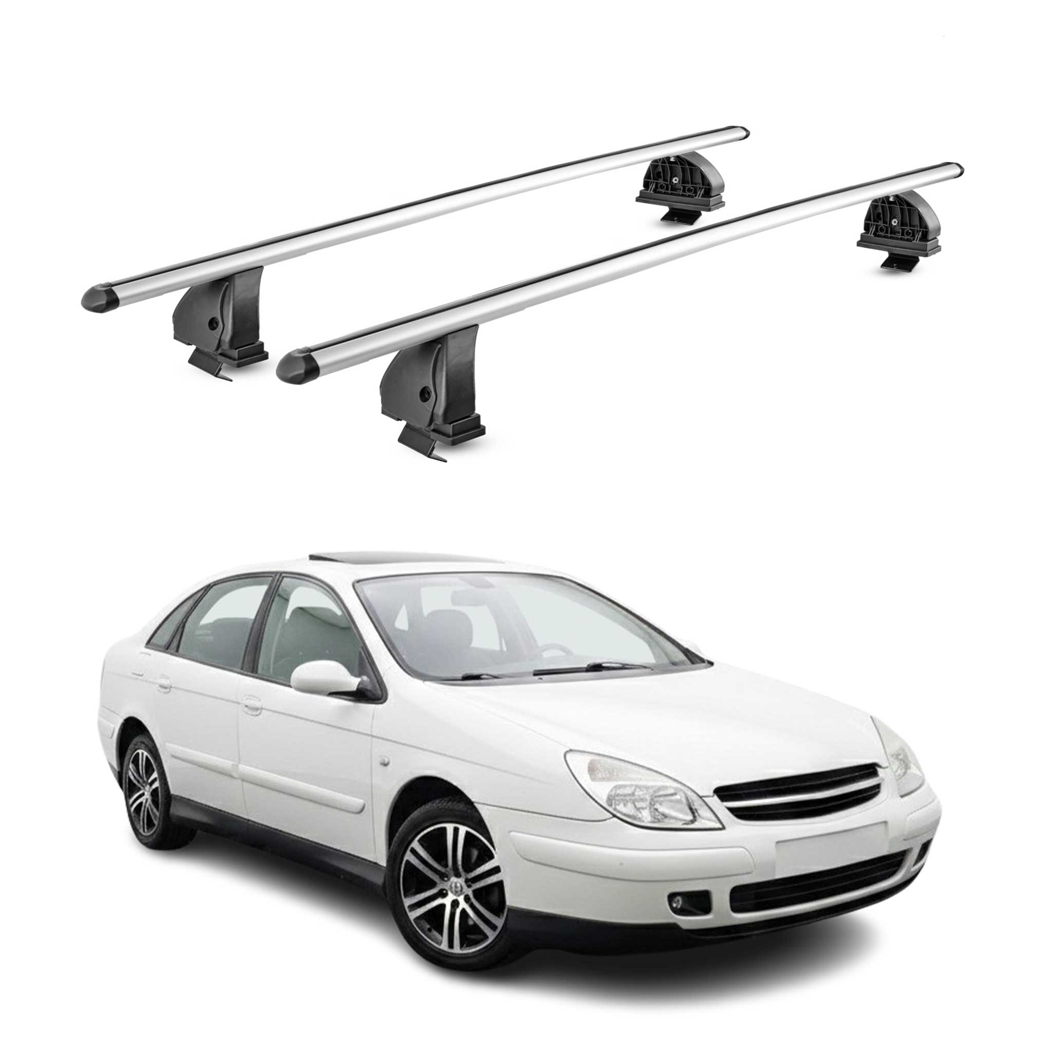 Barres de toit transversales Alu pour Citroen C5 I 2001-2008 TÜV 75 kg Gris 2Pcs