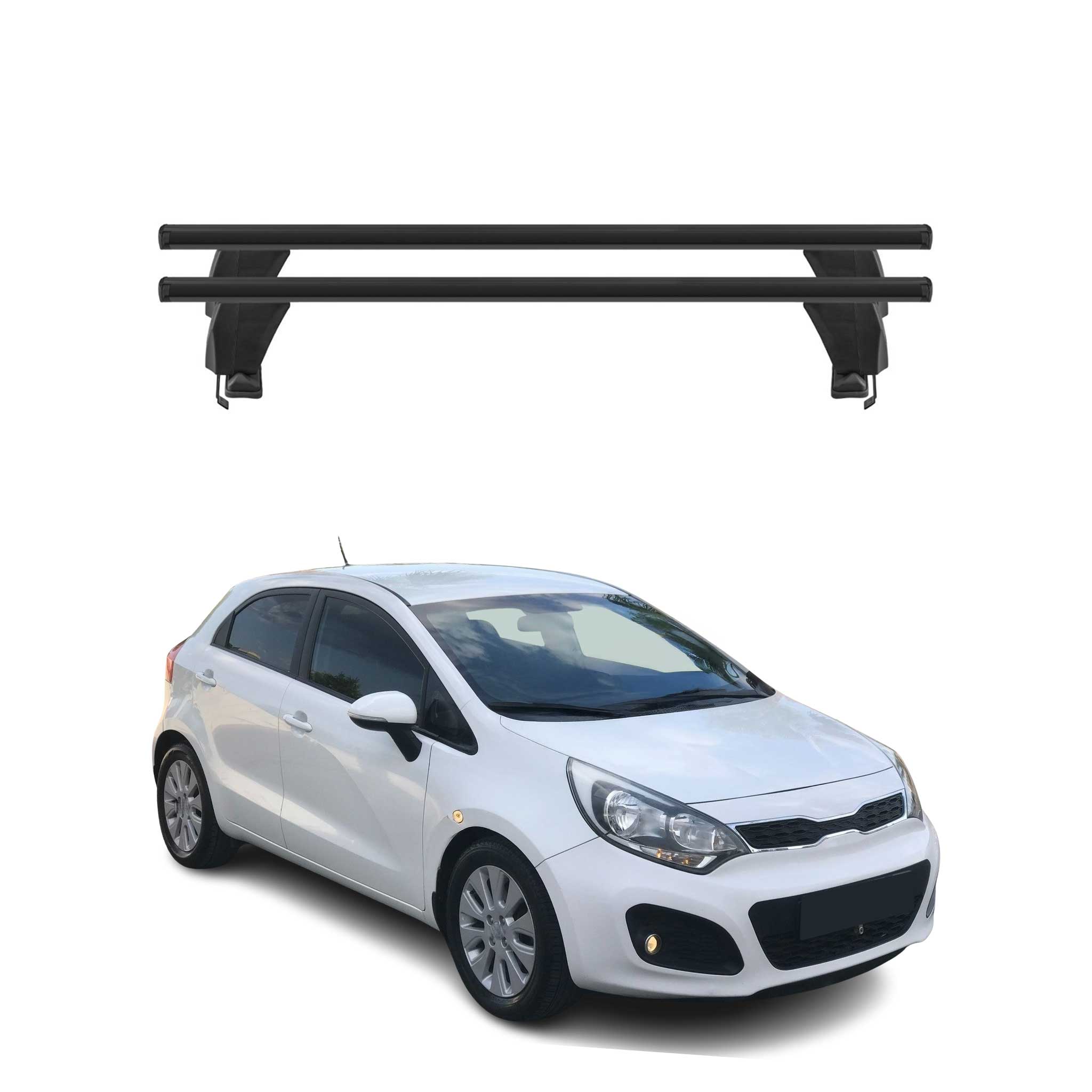 Menabo Barres de toit Transversales pour Kia Rio HB 2011-2015 Alu Noir ABE 2x