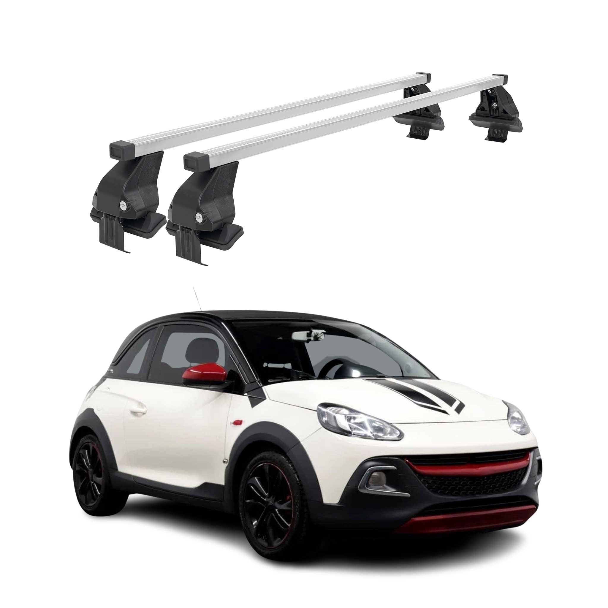 Barres de toit transversales pour Opel Adam 2013-2019 Acier Gris