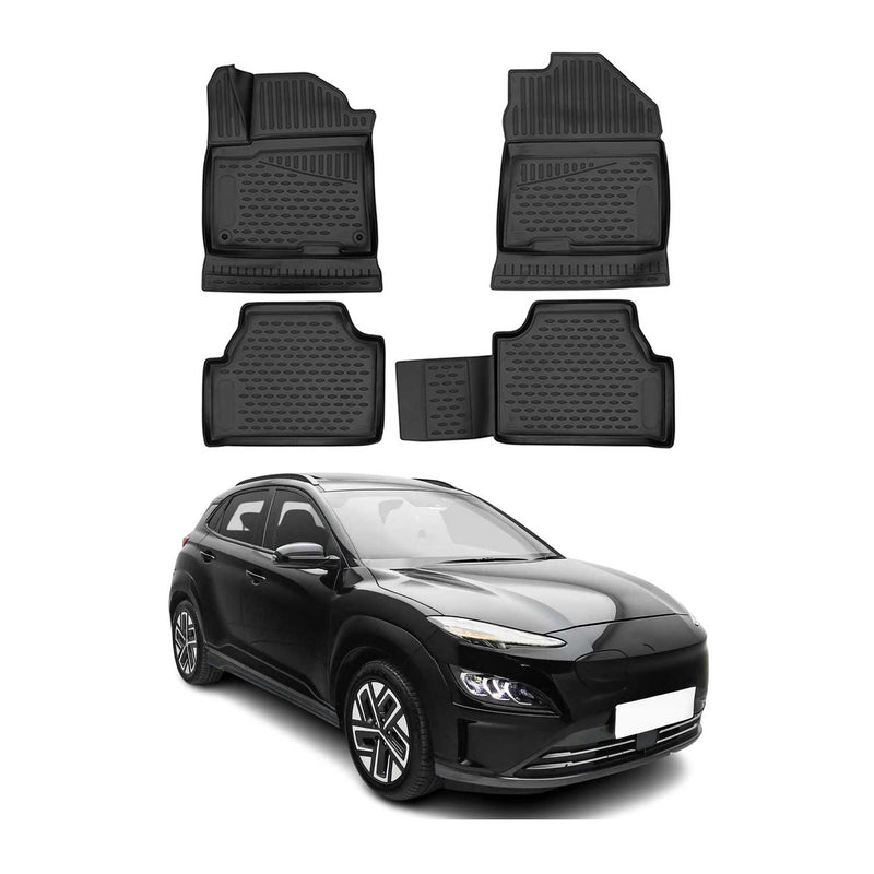 OMAC Tapis de sol pour Hyundai Kona EV 2017-2023  en caoutchouc Noir