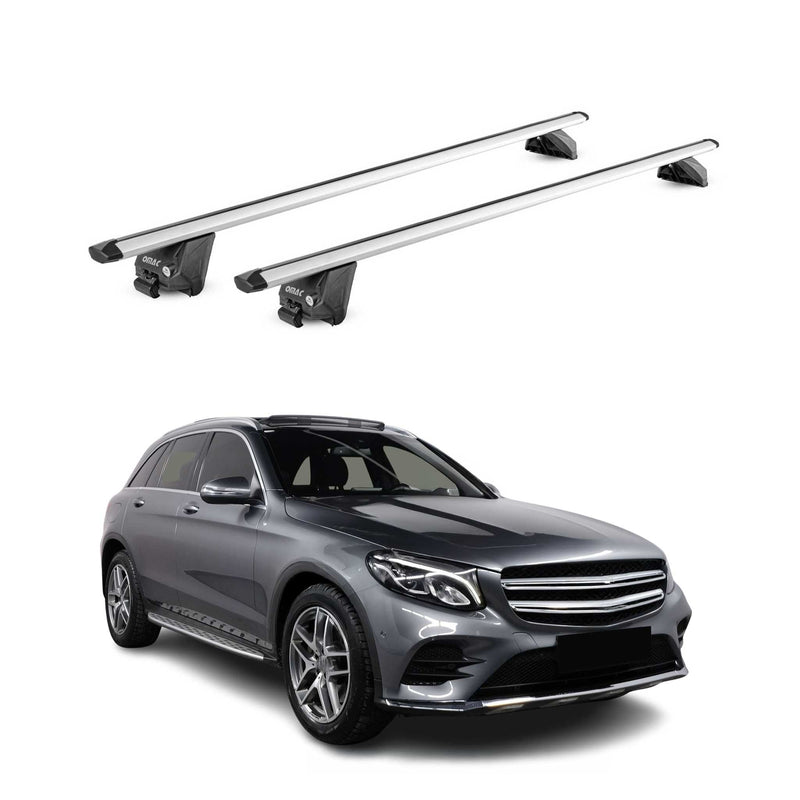 Barres de toit transversales pour Mercedes GLC X253 2015-21 Alu Gris Argenté ABE