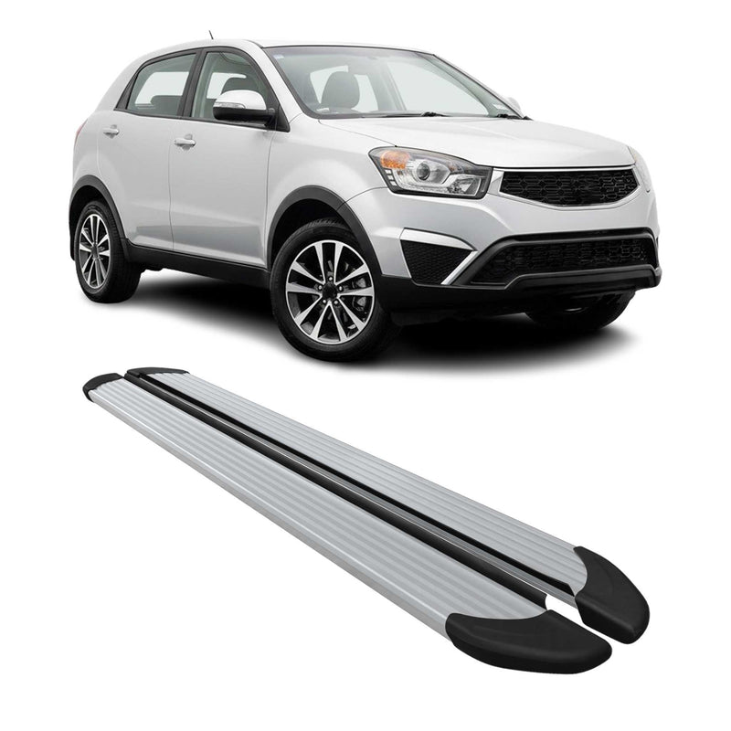 Marchepieds Latéraux pour Ssangyong Korando 2011-2019 Aluminium Argent 2Pcs