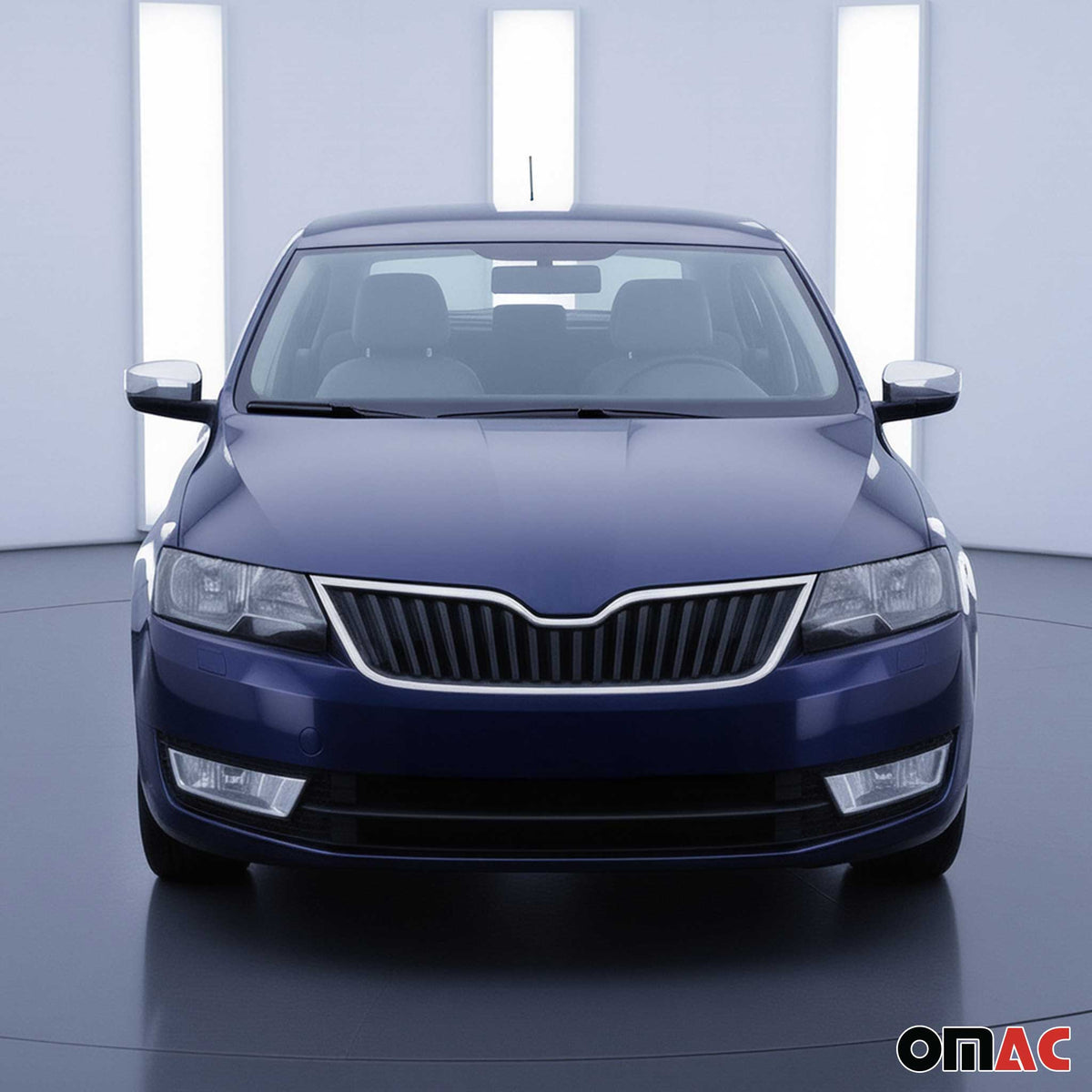 Coques de Rétroviseurs pour Skoda Rapid Berline 2012-2019 en Acier Chromé Argent