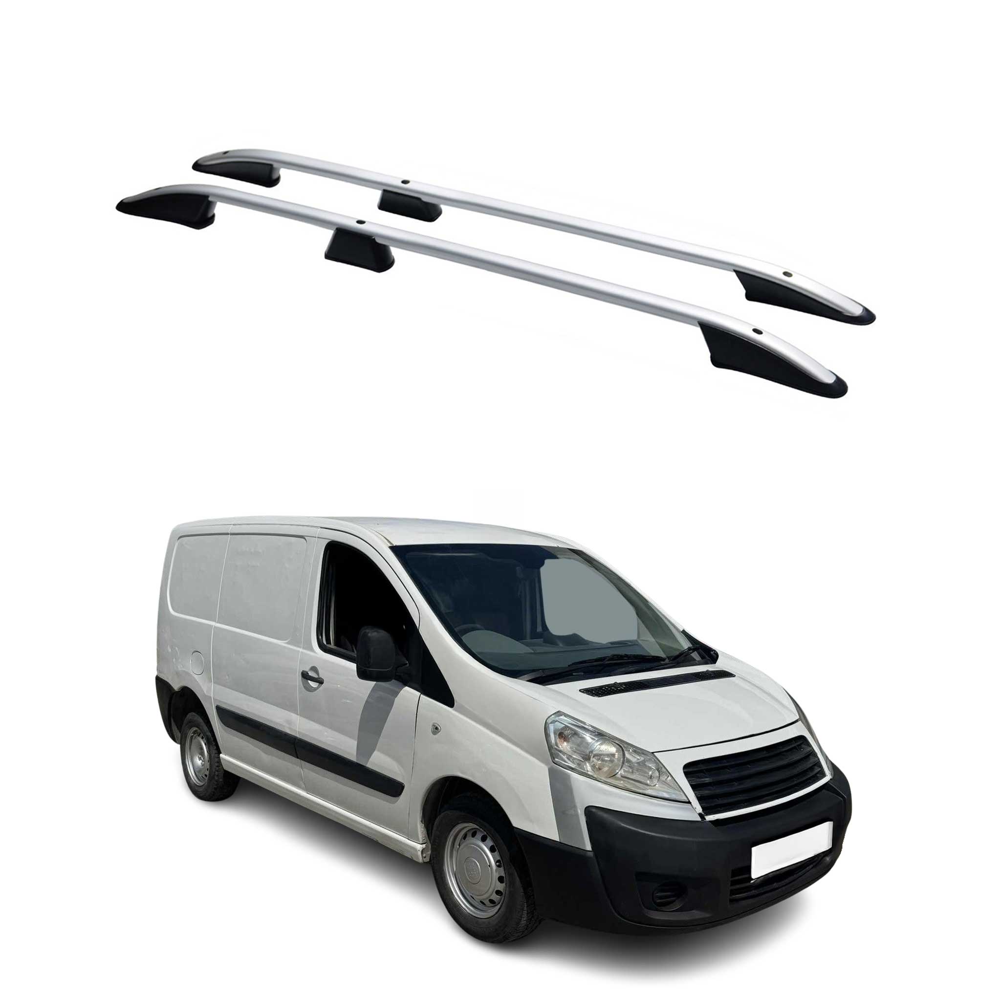Barres de toit longitudinales pour Fiat Scudo 2007-2016 L1 Aluminium Gris