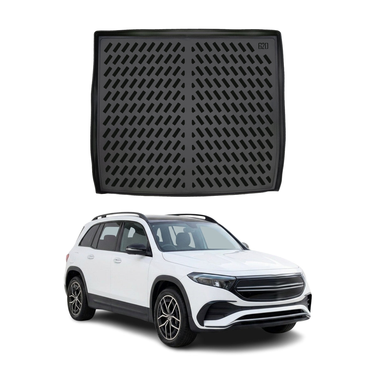 Tapis de coffre pour Mercedes-Benz EQB 2021-2027 Noir 3D en TPE