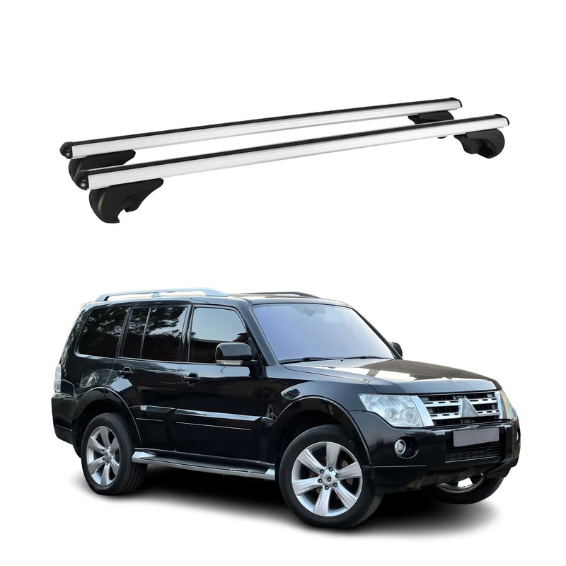 Barres de toit Transversales pour Mitsubishi Pajero 2006-2024 Aluminium Argent