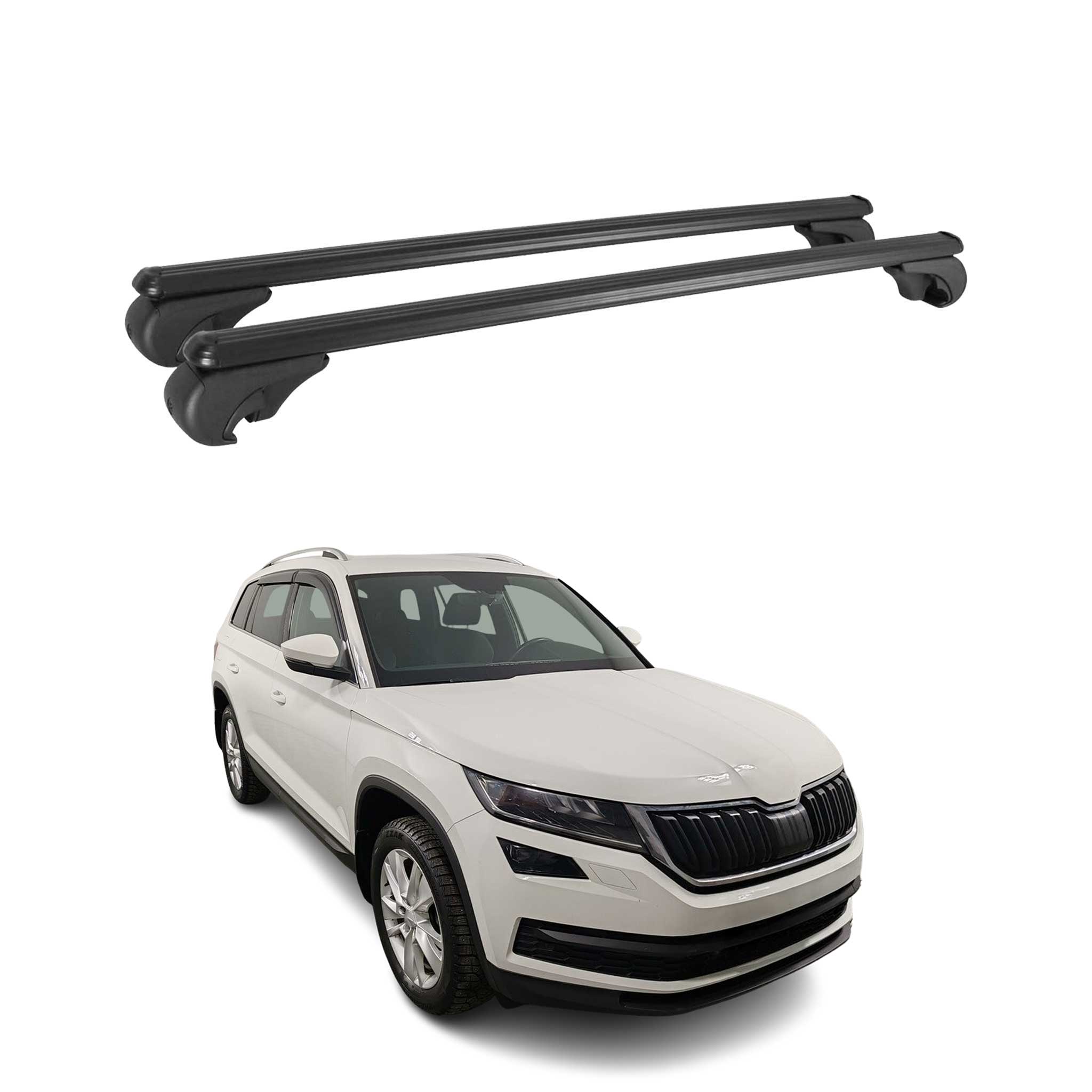 Barres de toit Transversales pour Skoda Kodiaq I 2016-2024 Aluminium Noir