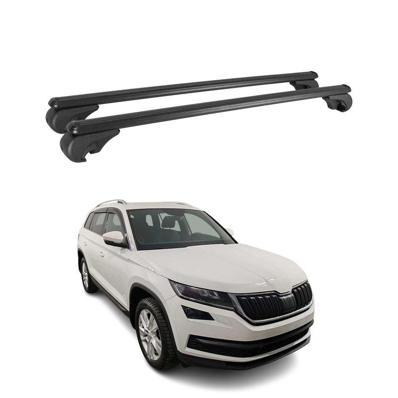 Barres de toit Transversales pour Skoda Kodiaq 2017-2024 Aluminium Noir