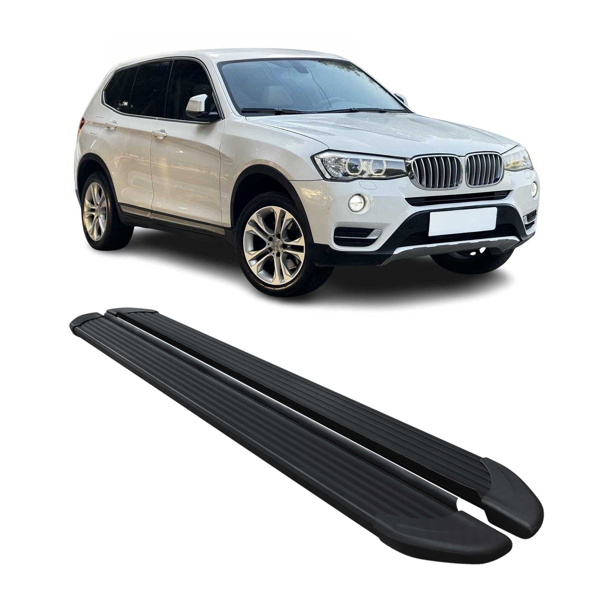Marchepieds latéraux pédale pour BMW X3 F25 2010-2017 Noir 2Pcs Aluminium