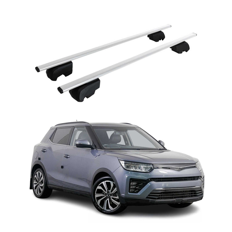 Barres de toit Transversales pour Ssangyong Tivoli 2015-2023 Fer Argent ABE