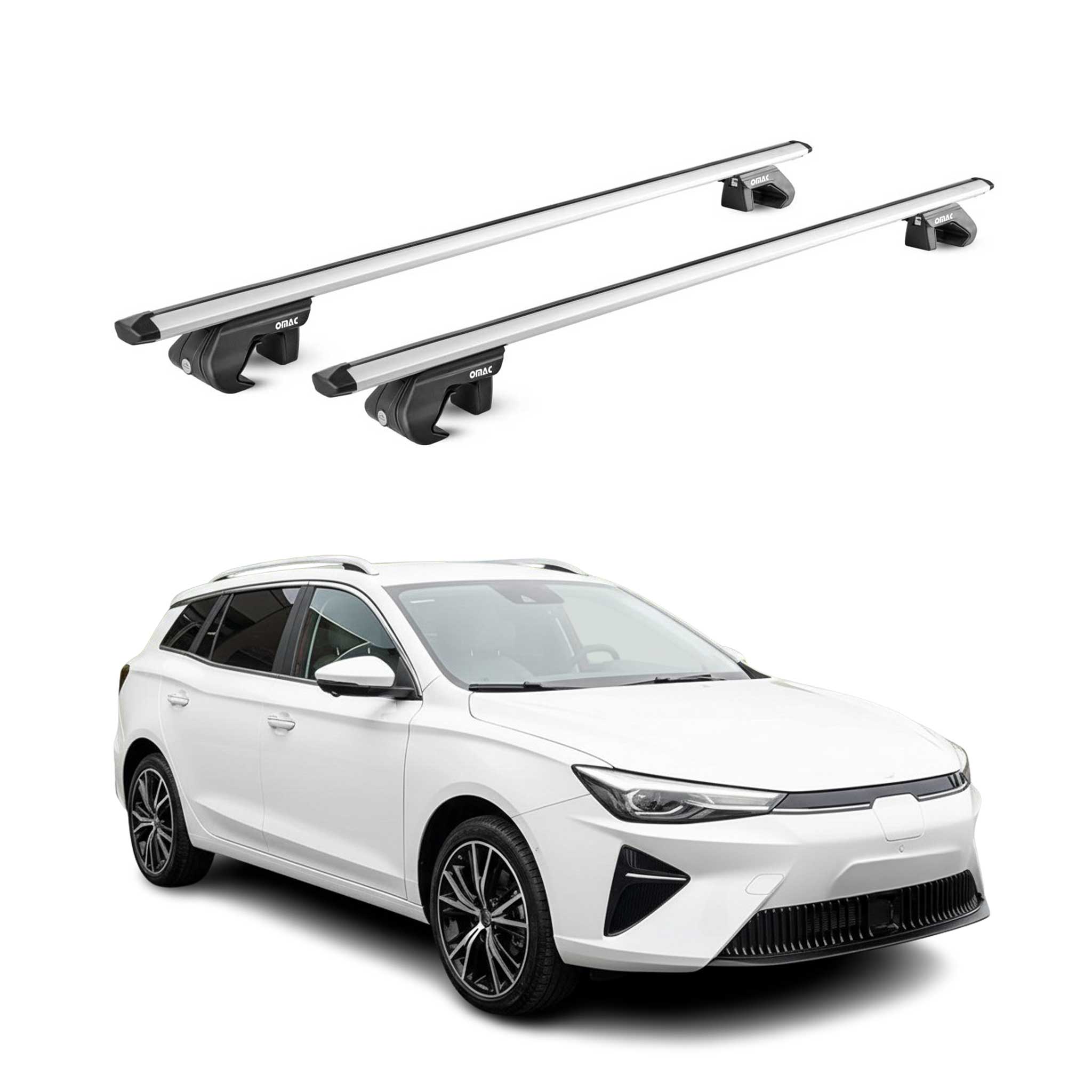 Barres de toit transversales pour MG 5 2020-2026 Alu Gris Argenté 2 pièces ABE