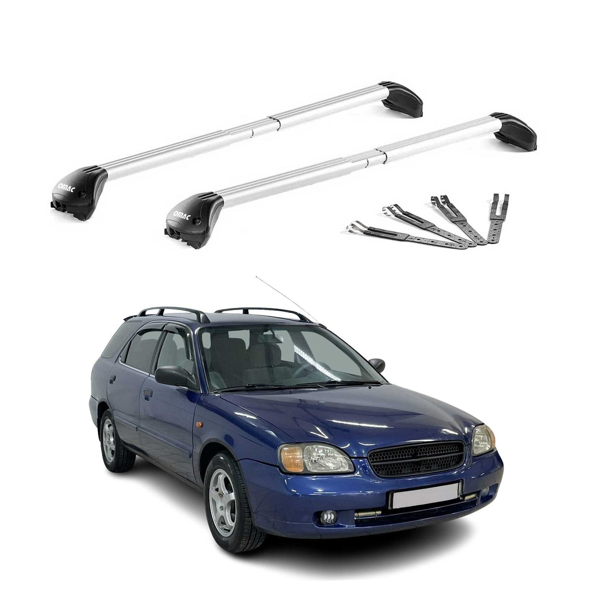 Barres de toit pour Suzuki Baleno Break 1995-2002 Alu Gris Argenté 2 pièces ABE