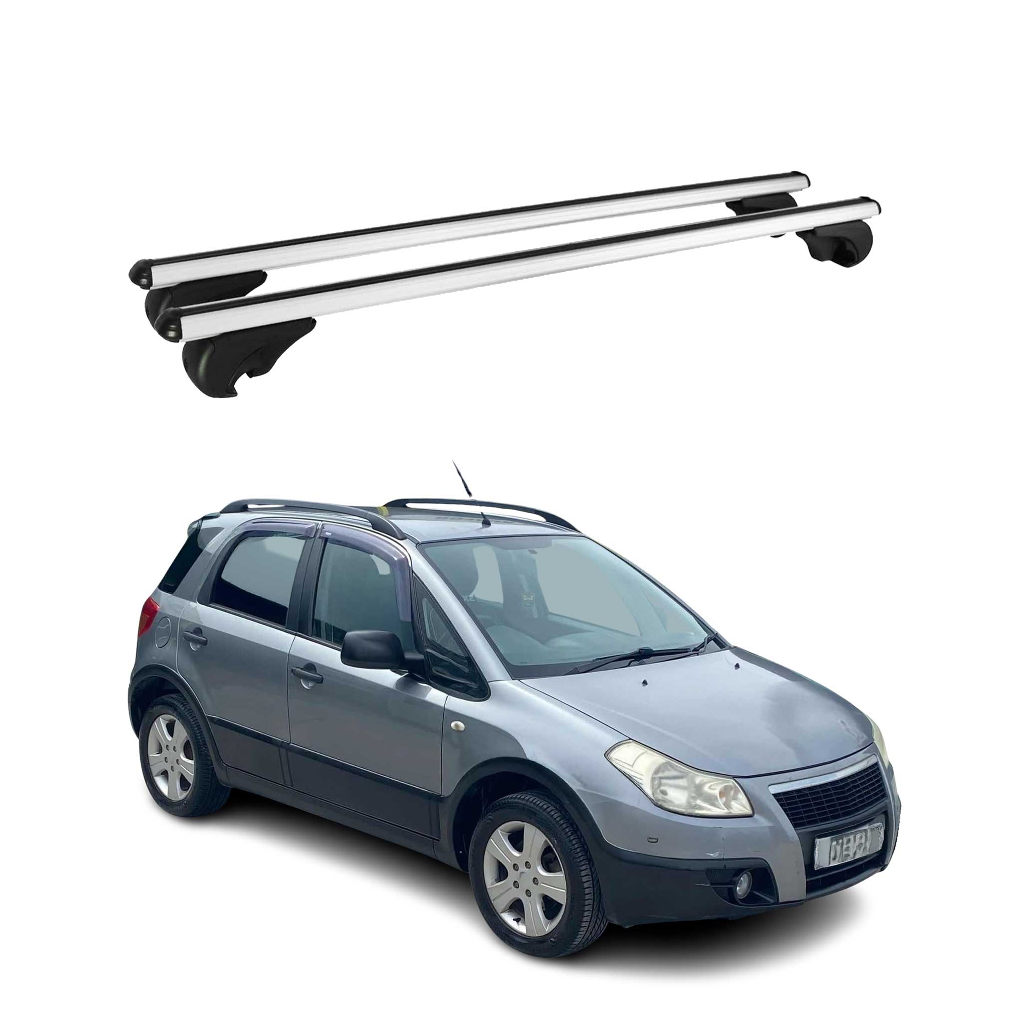 Barres de toit Transversales pour Fiat Sedici 2006-2015 Aluminium Argent