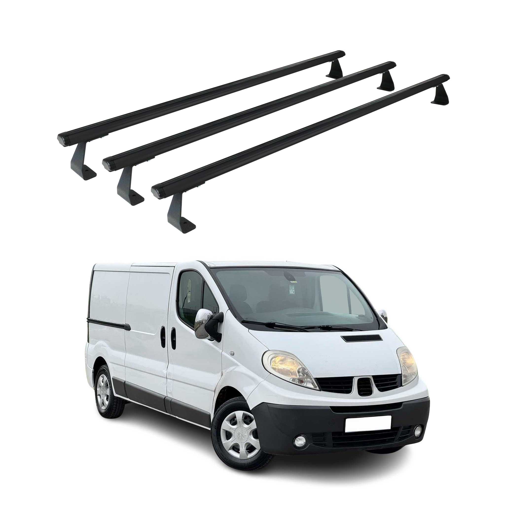Barres De Toit Transversales Pour OPEL Vivaro A 2001-2014 Noir en Aluminium 3x
