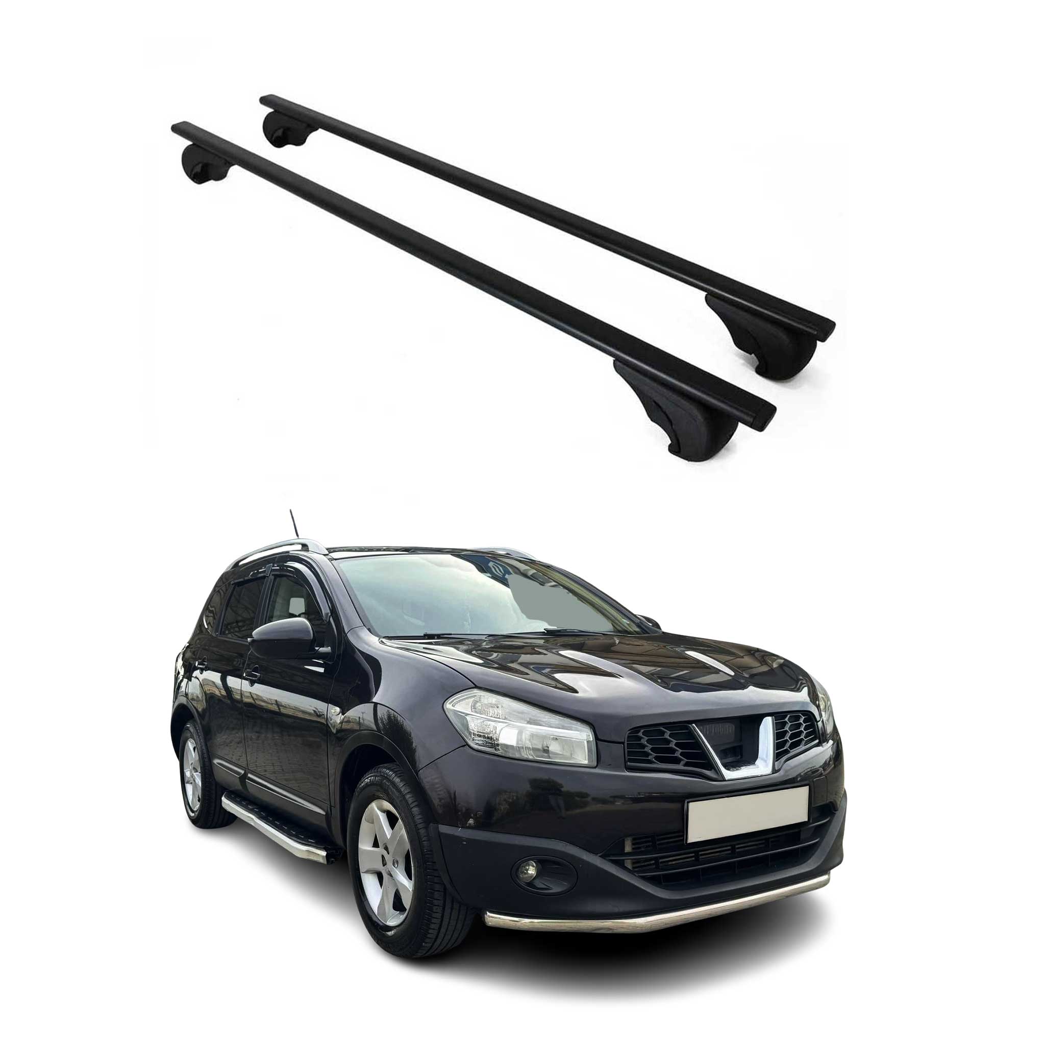 Barres de toit Transversales pour Nissan Qashqai 2007-2014 Fer Noir