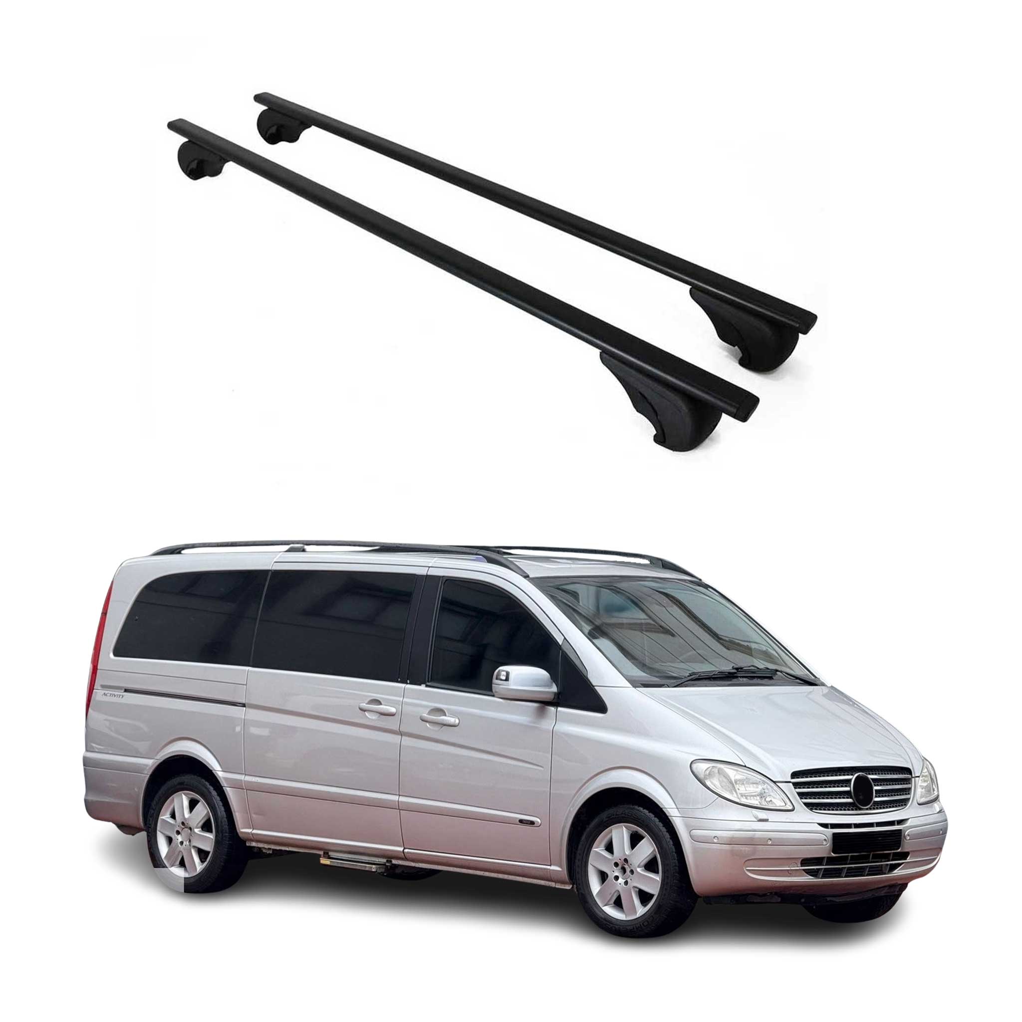 Barres de toit Transversales pour Mercedes Viano Vito 2003-2014 Fer Noir
