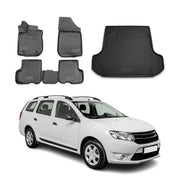 Kit Tapis de sol et coffre pour Dacia Logan MCV 2013-2016 en Caoutchouc TPE Noir