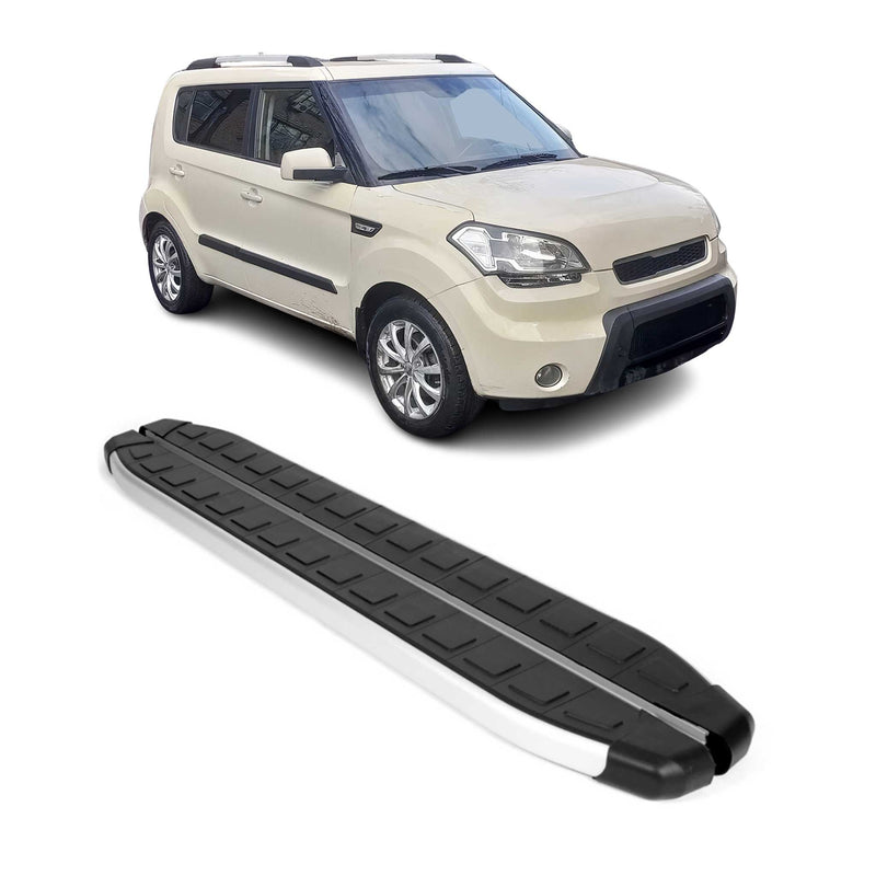 Marchepieds Latéraux pédale pour Kia Soul 2008-2014 Aluminium Noir Gris 2Pcs