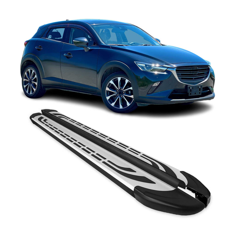 Marchepieds Latéraux pédale pour Mazda CX-3 2015-2024 Aluminium Gris Noir 2x