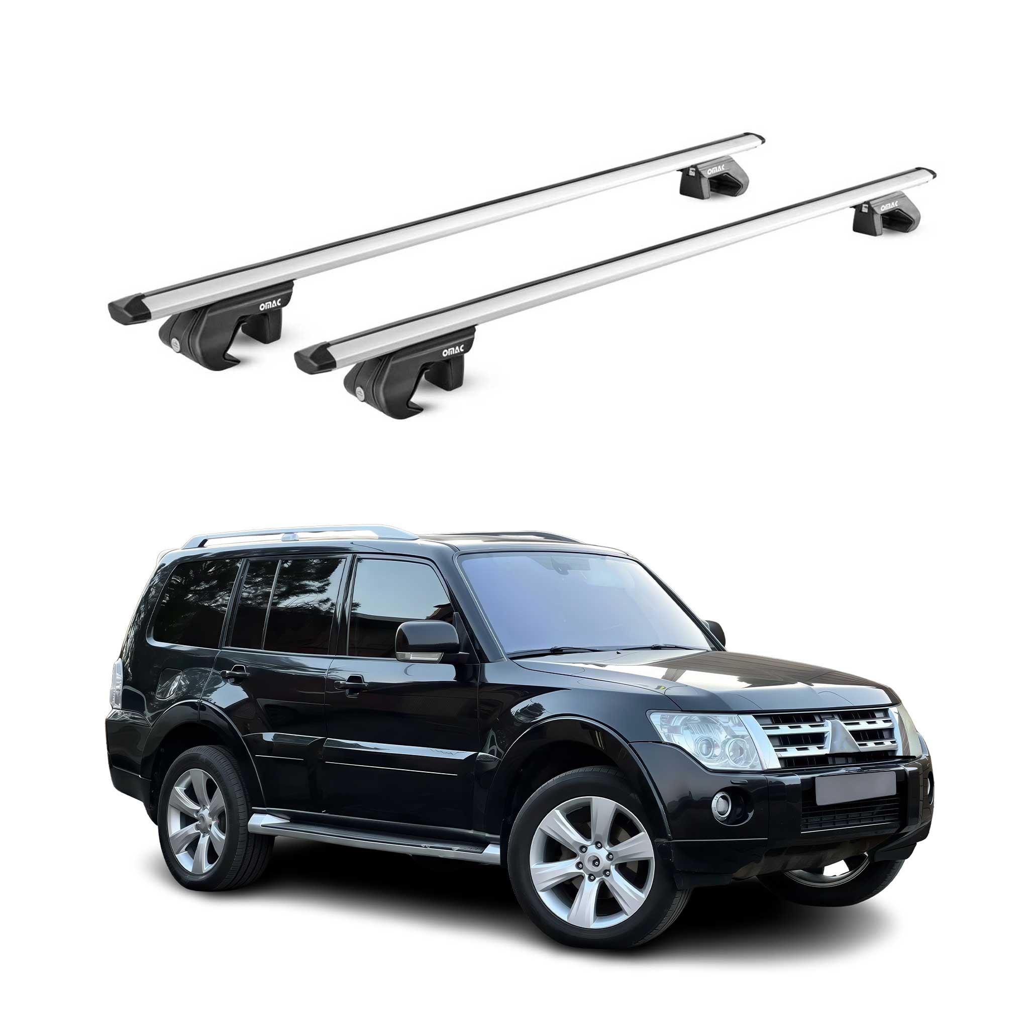 Barres de toit ABE pour Mitsubishi Pajero V80 2006-2025 3-5 P Alu Gris 2x