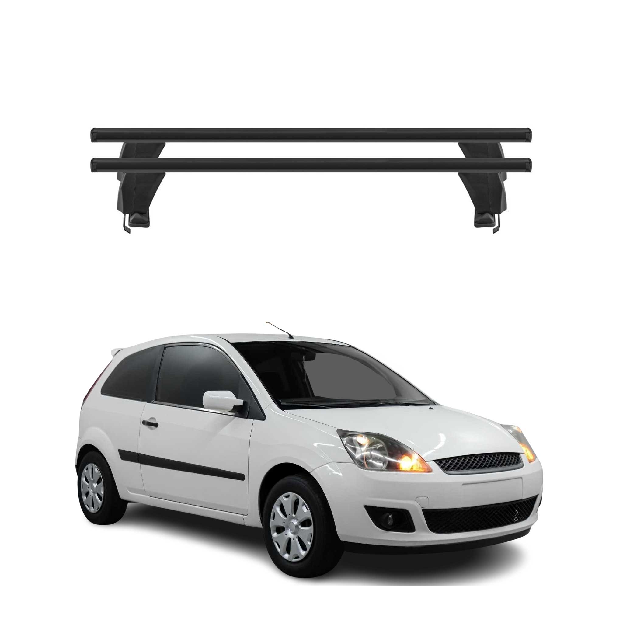 Barres de toit Transversales pour Ford Fiesta V 2002-2008 Alu Noir 2x 3 portes