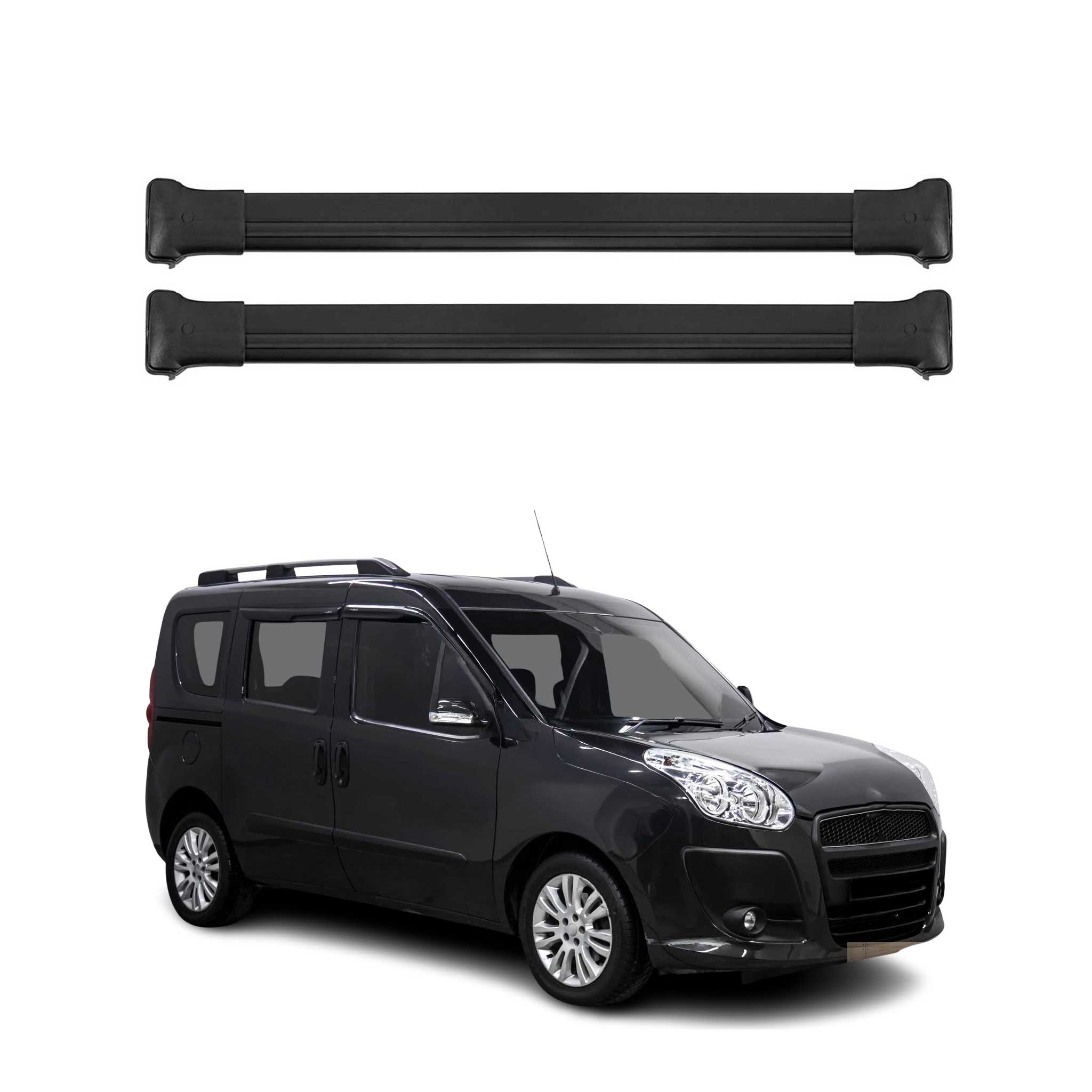 Barres de toit transversales pour Fiat Doblo 2010-2021 Noir Aluminium