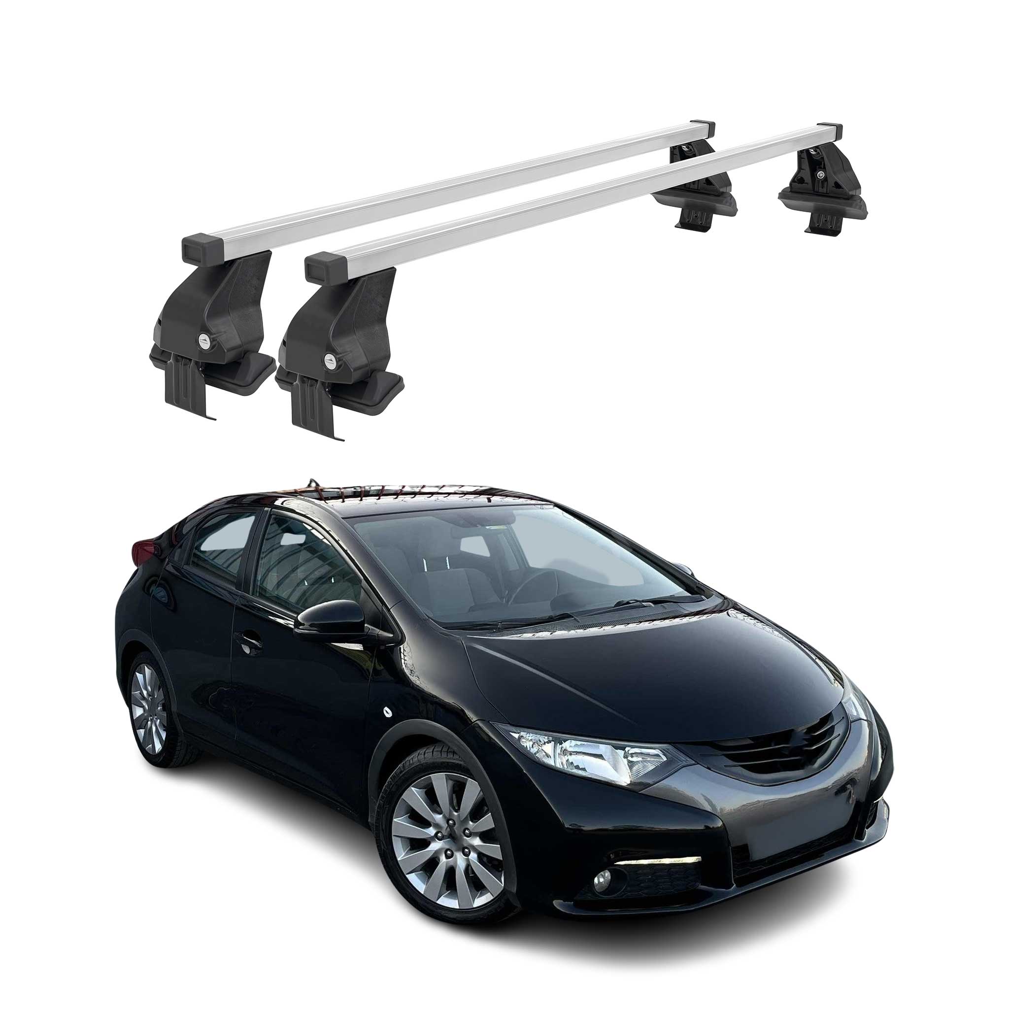 Barres de toit transversales pour Honda Civic IX HB 2011-2015 Acier Gris