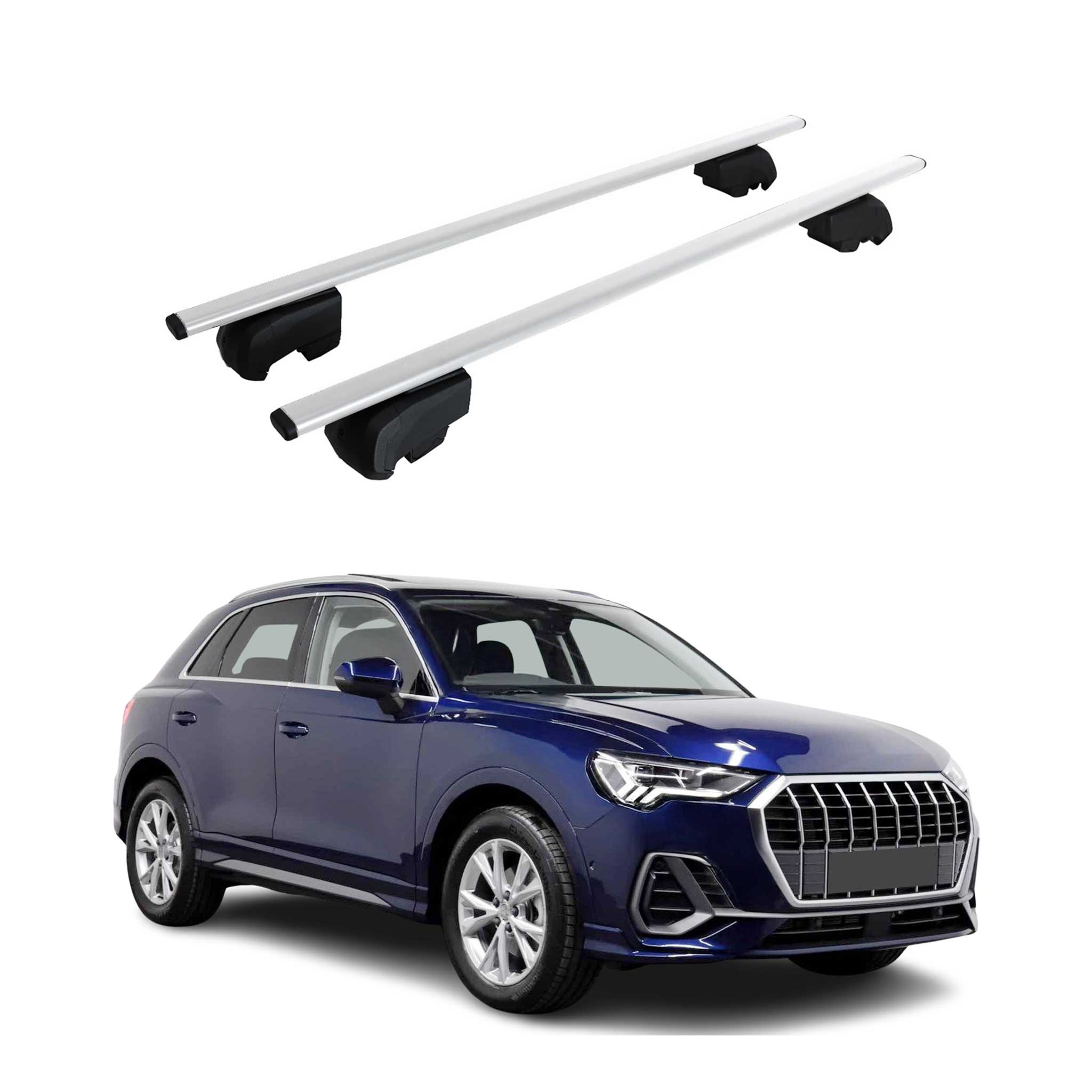 Barres de toit transversales pour Audi Q3 F3 2018-2025 Fer Gris 2x