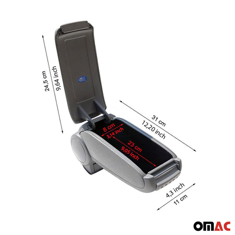 Accoudoir pour Peugeot 208 / 2008 2020-2025 Vinyl Abs Noir Coulissant