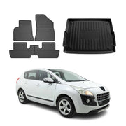 Kit Tapis de sol et coffre pour Peugeot 3008 2009-2016 en Caoutchouc Noir