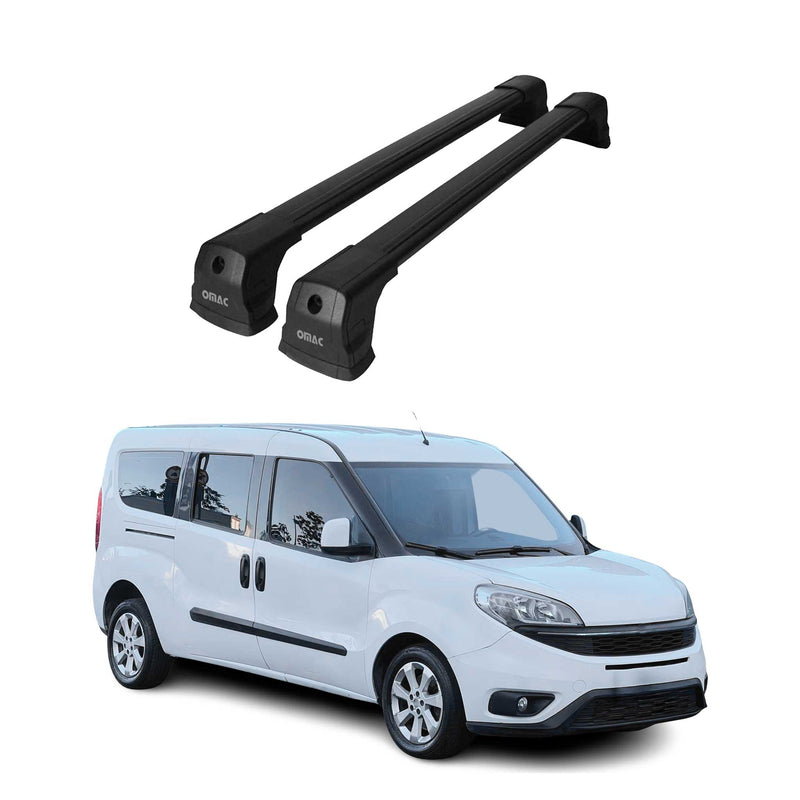 Barres de toit transversales pour Fiat Doblo 2010-2021 Aluminium Noir 2x