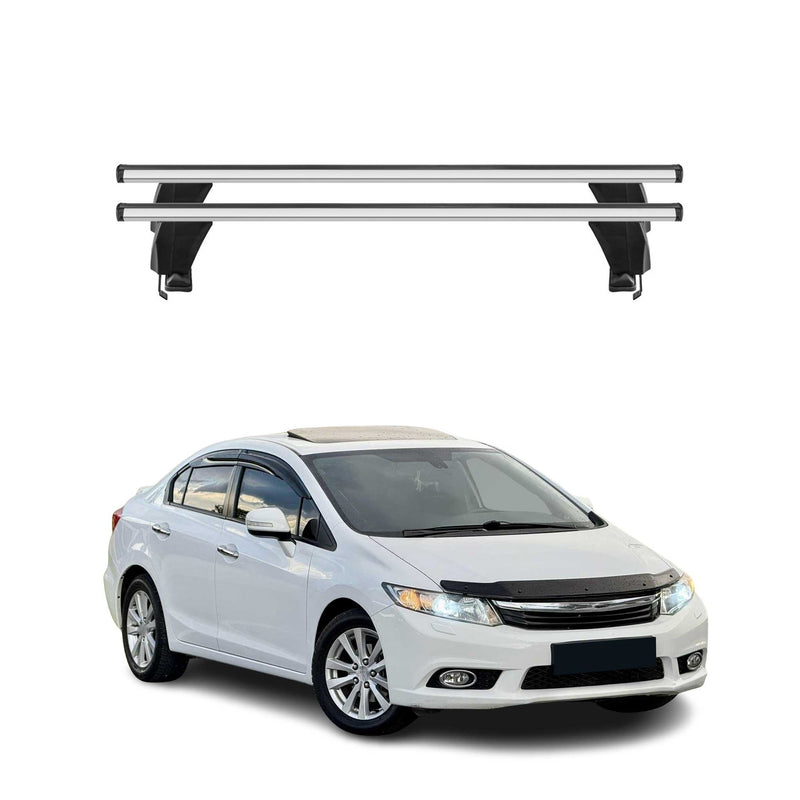 Menabo Barres de toit Transversales pour Honda Civic IX SD 2012-2015 Alu Gris