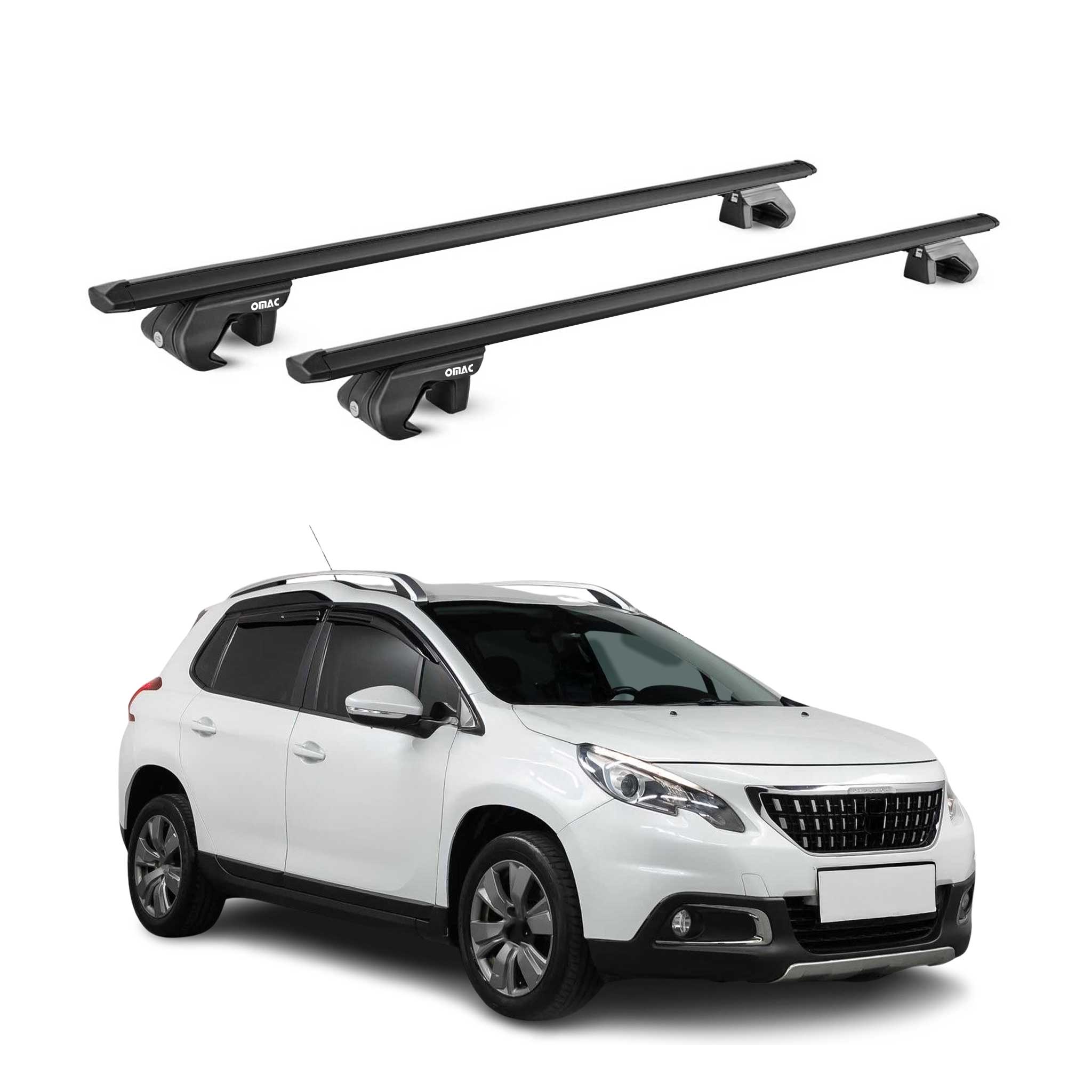 Barres de toit transversales pour Peugeot 2008 I 2013-2019 Aluminium Noir ABE