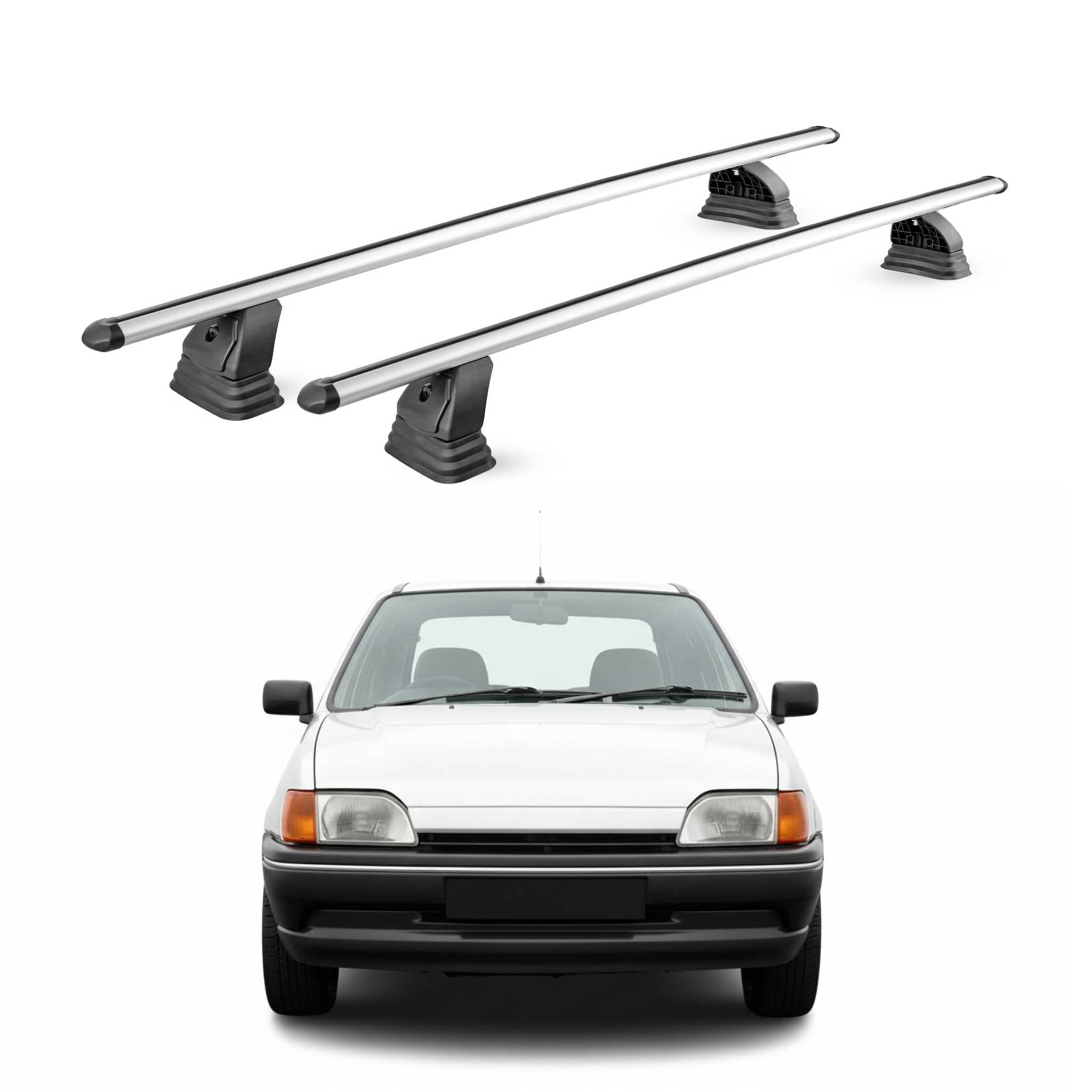 Barres de toit transversales Alu pour Ford Fiesta III 1989-1997 3Portes Gris 2x