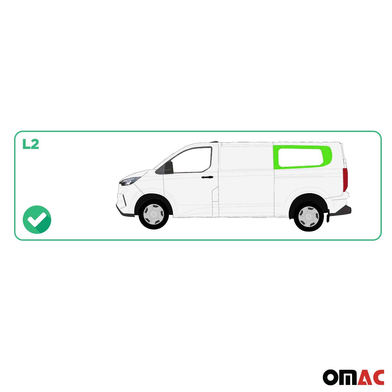 Vitre de Porte pour Ford Transit Custom 2023-2026 L2 Arrière Gauche Verre fixe
