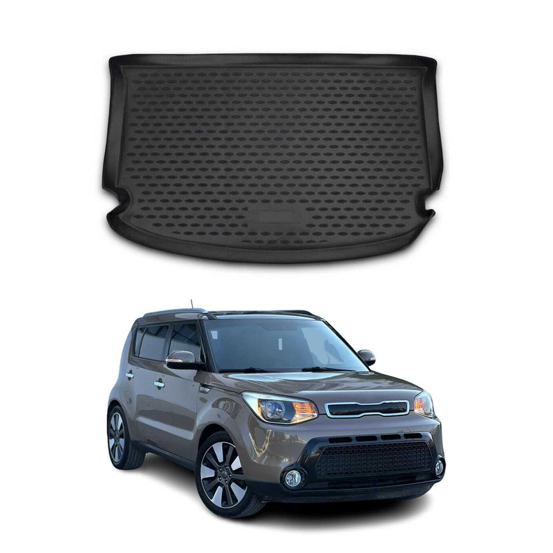OMAC Tapis de coffre pour Kia Soul 2014-2019 sur mesure en caoutchouc Noir