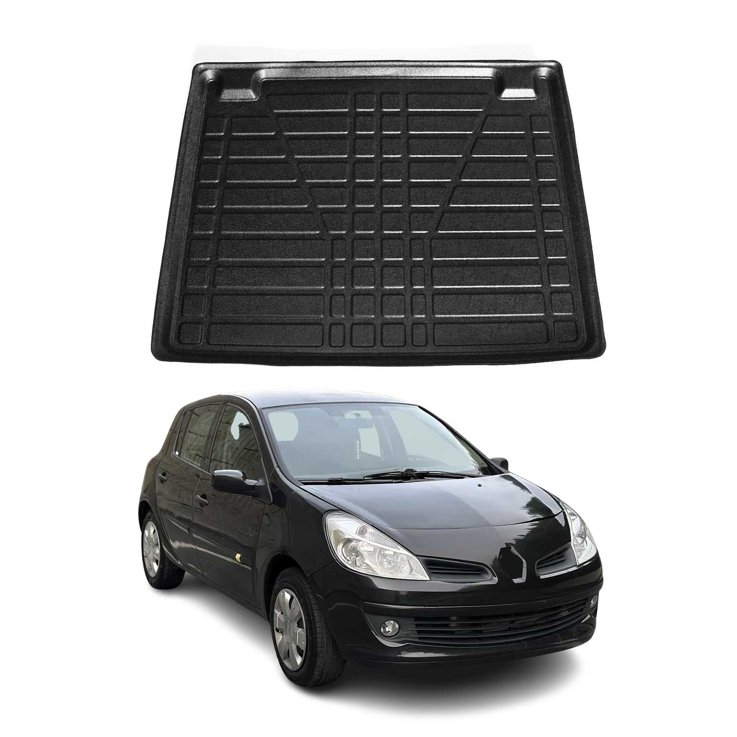 Tapis de Coffre pour Renault Clio III Break 2005-2012 en TPE Noir