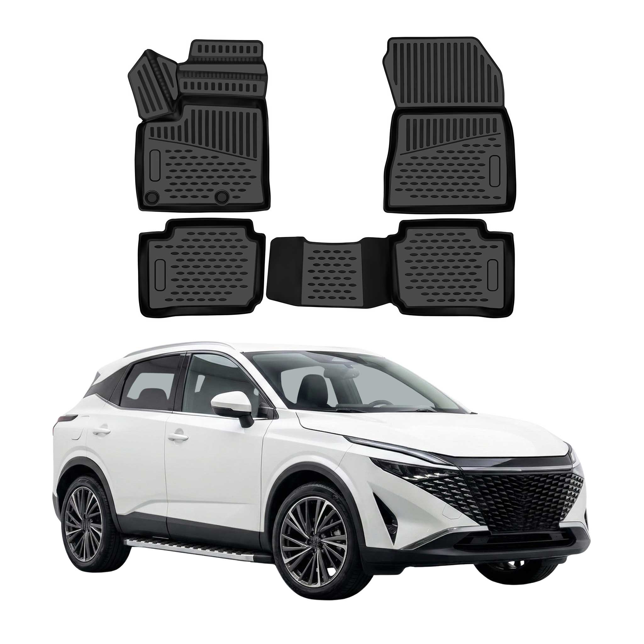 OMAC Tapis de sol pour Nissan Qashqai J12 e-Power 2022-2026 en caoutchouc Noir