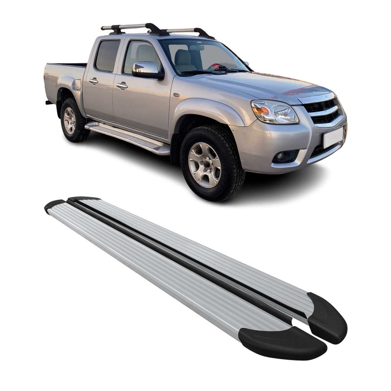 Marchepieds Latéraux pédale pour Mazda BT-50 Double Cab 2012-20 Alu Argent 2Pcs