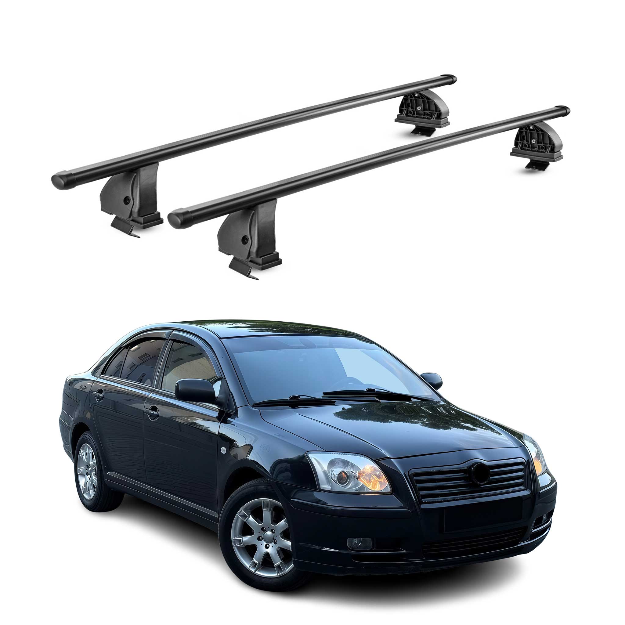 Barres de toit transversales acier pour Toyota Avensis II 2003-2008 TÜV Noir 2x